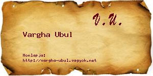 Vargha Ubul névjegykártya